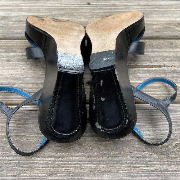 Etienne Aigner Women Shoes Wedge Heel Black Leather Upper Sandal Size 9M - Picture 9 of 12